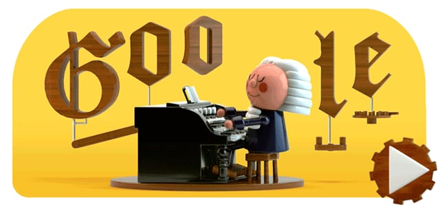 Doodle de Google dedicado a Johann Sebastian Bach, que armoniza melodías
