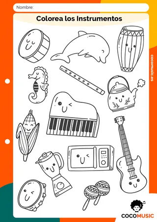 Ficha Colorear los Instrumentos imprimir