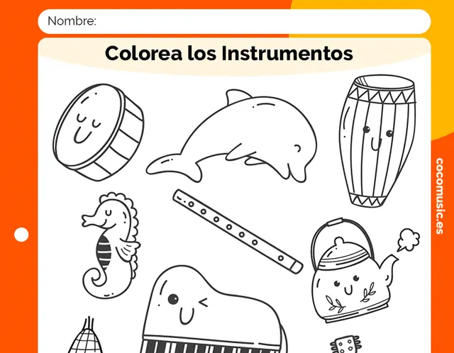 Ficha Colorear los Instrumentos imprimir
