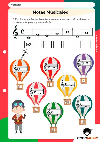 Ficha música Notas Musicales imprimir