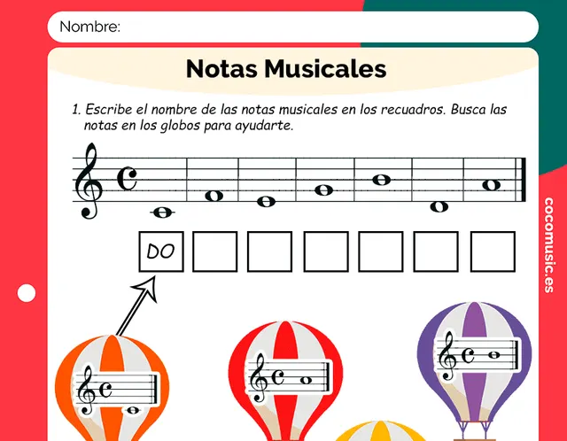 Ficha música Notas Musicales imprimir
