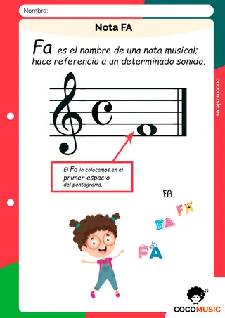 Ficha música Nota Fa imprimir