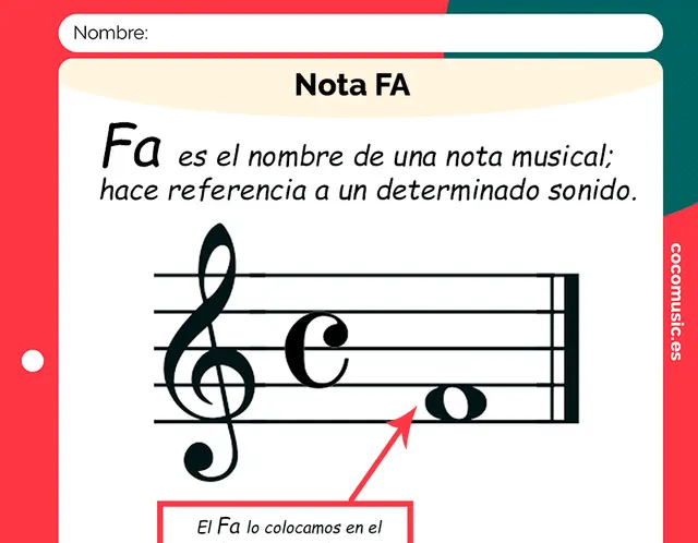 Ficha música Nota Fa imprimir