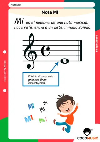 Ficha música Nota Mi imprimir