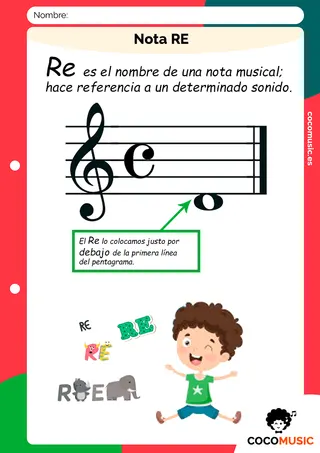 Ficha música Nota Re imprimir