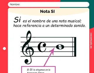Ficha música Nota Si imprimir
