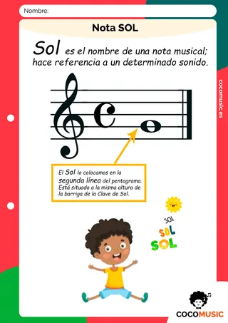 Ficha música Nota Sol imprimir