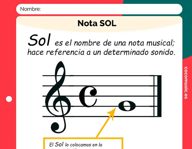 Ficha música Nota Sol imprimir