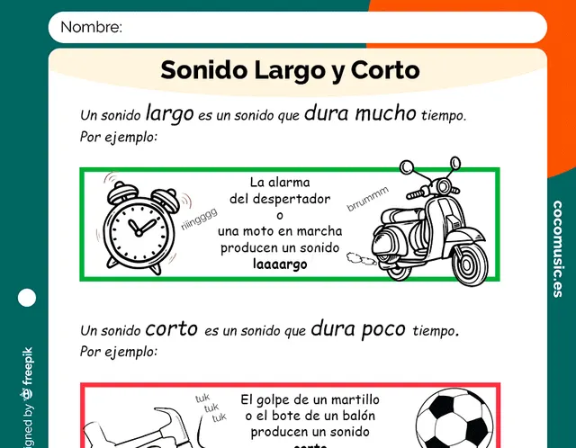 Ficha música Sonido Largo y Corto imprimir