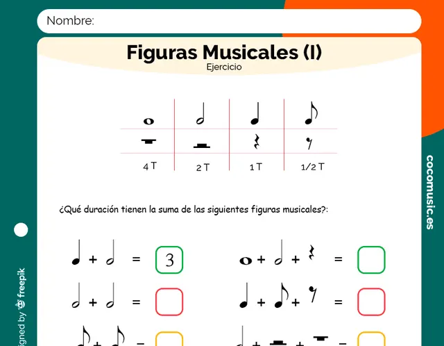 Ejercicio Figuras Musicales Imprimir