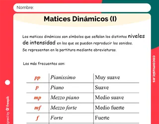 Ficha música Matices Dinámicos imprimir