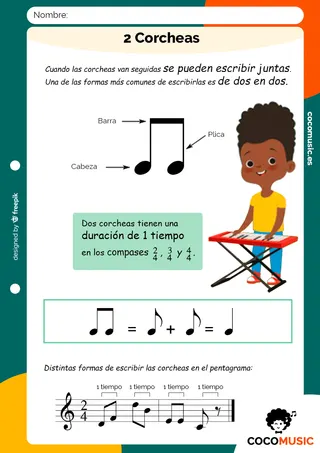 Dos Corcheas Ficha de Música Imprimir