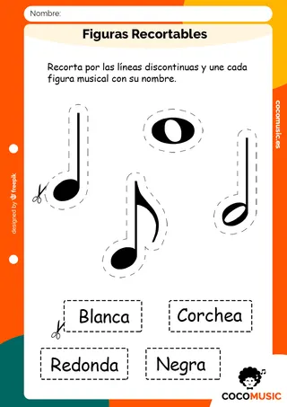 Figuras Musicales para Recortar Fichas Primaria