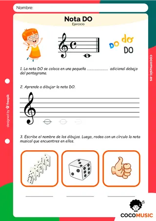 Nota DO Ejercicio de Música Imprimir