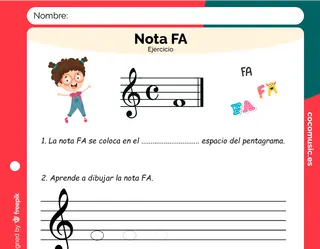 Nota FA Ejercicio de Música Imprimir