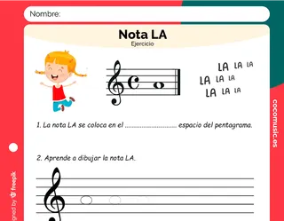 Nota LA Ejercicio de Música Imprimir