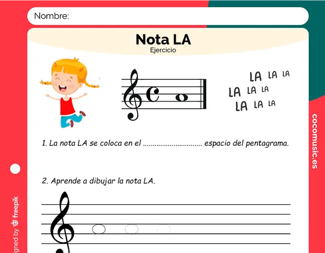Nota LA Ejercicio de Música Imprimir