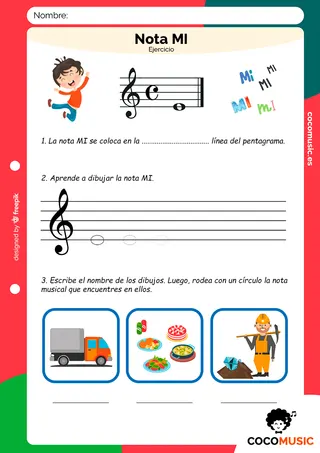 Nota MI Ejercicio de Música Imprimir