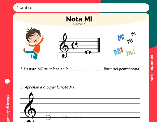 Nota MI Ejercicio de Música Imprimir