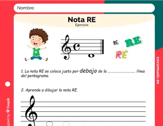 Nota RE Ejercicio de Música Imprimir