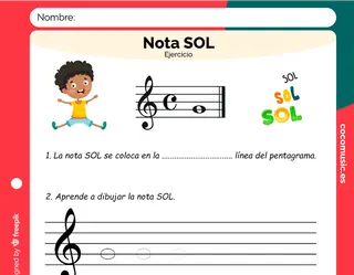 Nota Sol Ejercicio de Música Imprimir