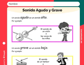 Sonido Agudo y Grave. Altura. Ficha de Música