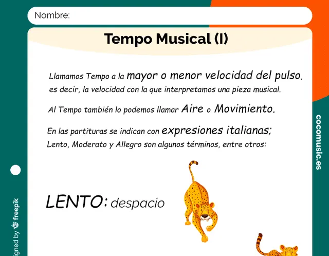 Tempo musical Ficha para imprimir