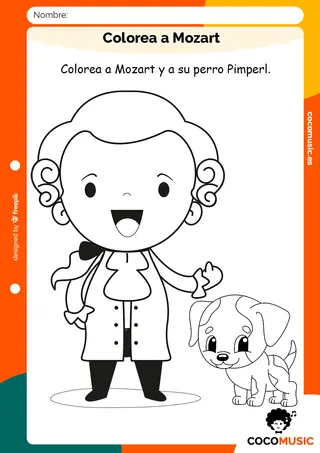 Ficha de Mozart para colorear