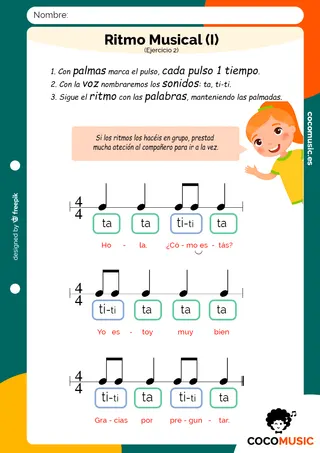 Ejercico de Ritmo Musical 2 para imprimir