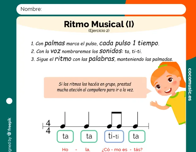 Ejercico de Ritmo Musical 2 para imprimir