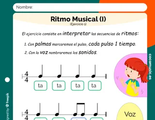 Ejercicio de Ritmo Musical para imprimir