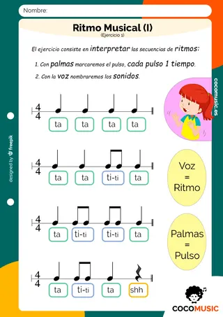 Ejercicio de Ritmo Musical para imprimir