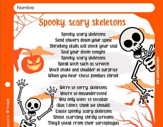 Ficha Música Halloween Spooky Scary Skeletons