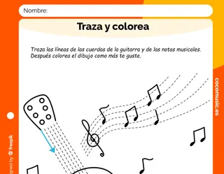 Trazar y colorear guitarra