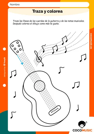 Trazar y colorear guitarra