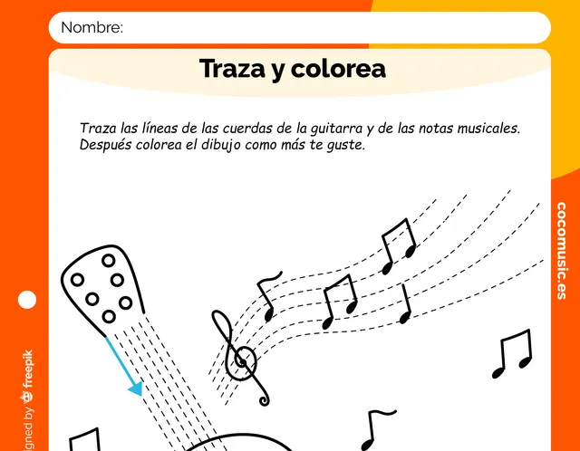Trazar y colorear guitarra