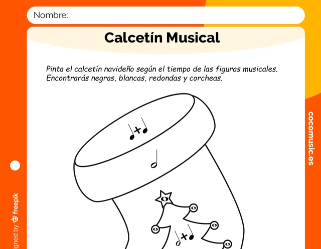 Colorear Calcetín Navidad Musical