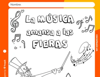 Ficha colorear Música Fieras