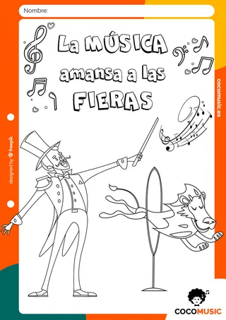 Ficha colorear Música Fieras