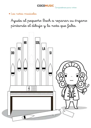 Notas musicales del órgano de Bach