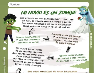 Letra Canción Mi Novio es un Zombi.
