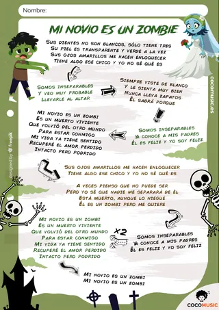 Letra Canción Mi Novio es un Zombi.