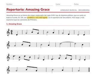 Ficha de flauta dulce para ESO: partituras de Amazing Grace y Scarborough Fair