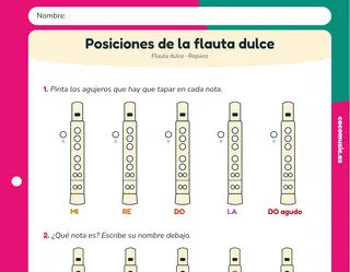 Ficha de flauta dulce: Ejercicio: las posiciones de la flauta dulce