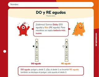 Ficha de flauta dulce: DO y RE agudos en la flauta dulce