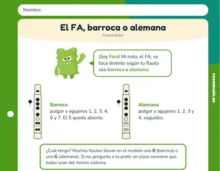 Ficha de flauta dulce: El FA en la flauta dulce barroca o alemana