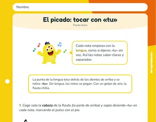 Ficha de flauta dulce: El picado: tocar la flauta con «tu»