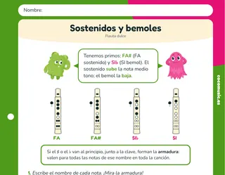 Ficha de flauta dulce: Sostenidos y bemoles en la flauta dulce