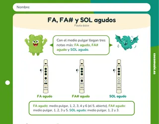 Ficha de flauta dulce: FA, FA# y SOL agudos en la flauta dulce