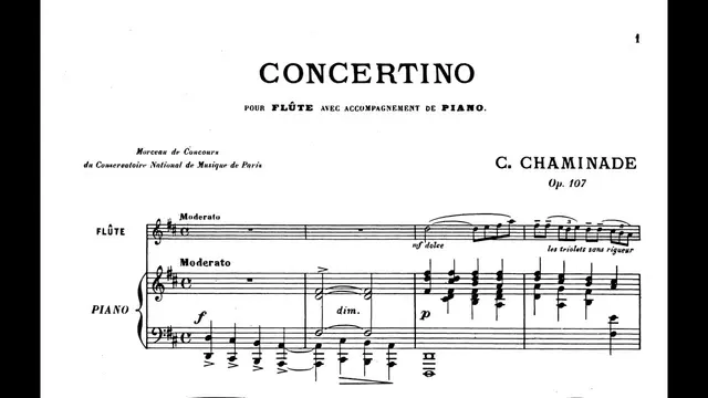 Carátula del vídeo: Cécile Chaminade - Concertino for Flute and Piano (with Score)